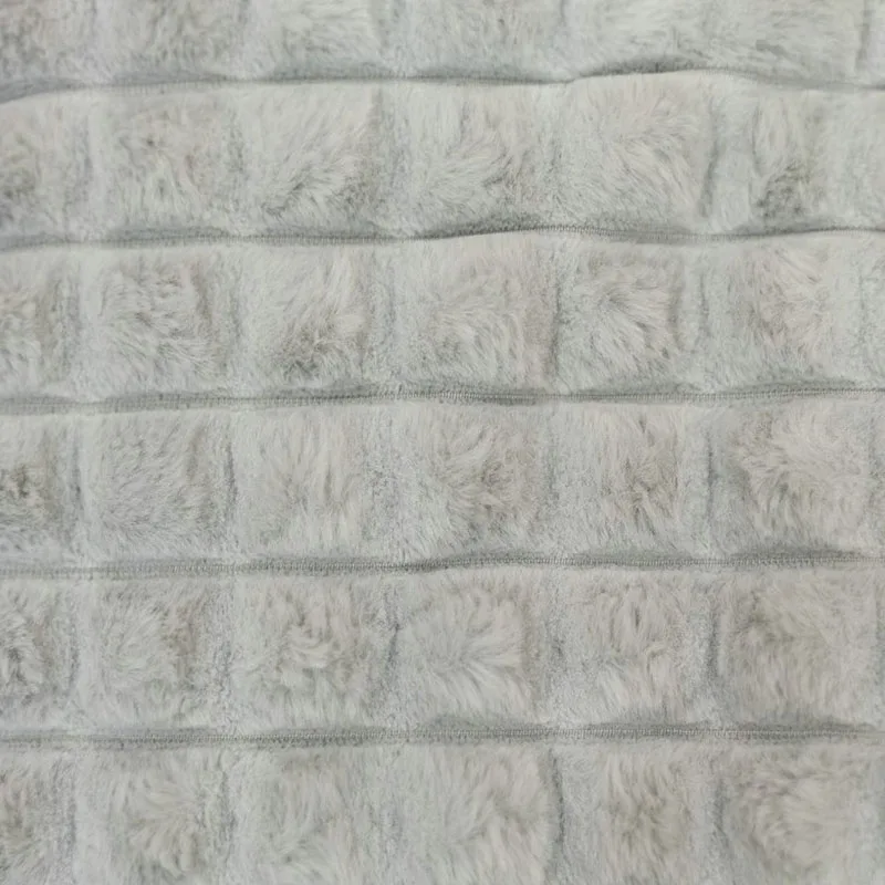 Good Quality Artificial Tartan Draw Strip Pattern Faux Rabbit Fur Fabric