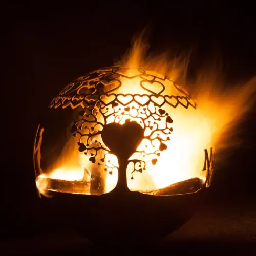 Decorative Stainless Steel Bowl Rust Round Sphere Outdoor Garden Hollow Metal Sculpture Designs Water Bowl Manufacturer Fire Pit