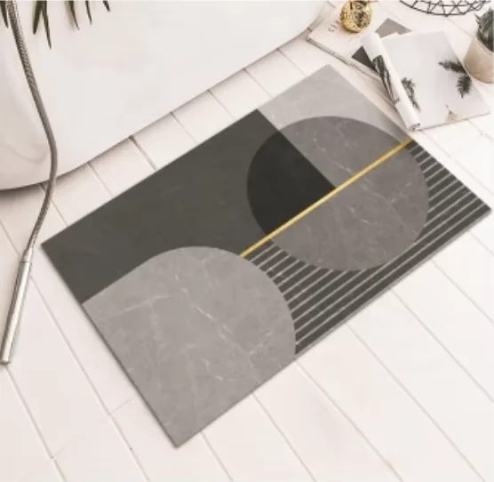 Wholesale Custom Super Absorbent Diatom Mud Flooring Rug Fast Dry Non-Slip Bathroom Rubber Mat for Shower and Home Use
