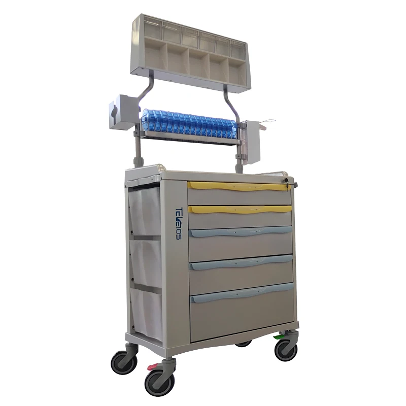Functional Hospital Secure Storage Medical Carts Anesthesia Trolley