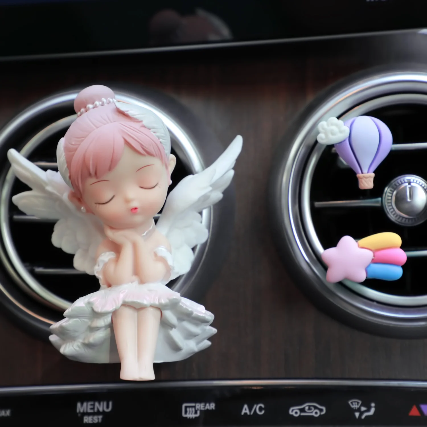 Pink Purple Cute Angel Girl Suit Air Outlet Clip Vent Decoration Remove Smell Car Air Freshener