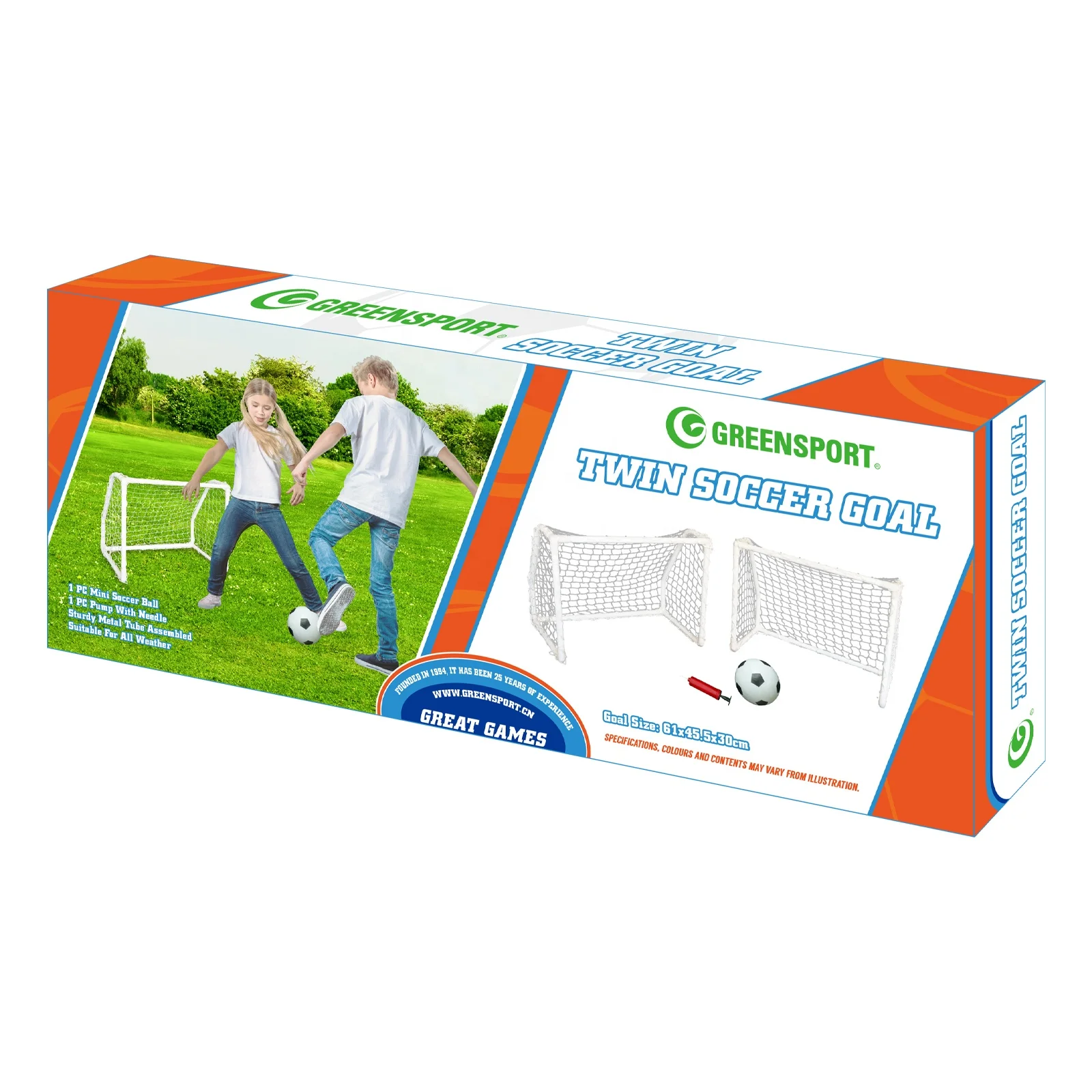 High Quality Portable Metal Twin Soccer Goal Set 64x50x35CM for Kids Training in Garden or Home Soccer Goal Set