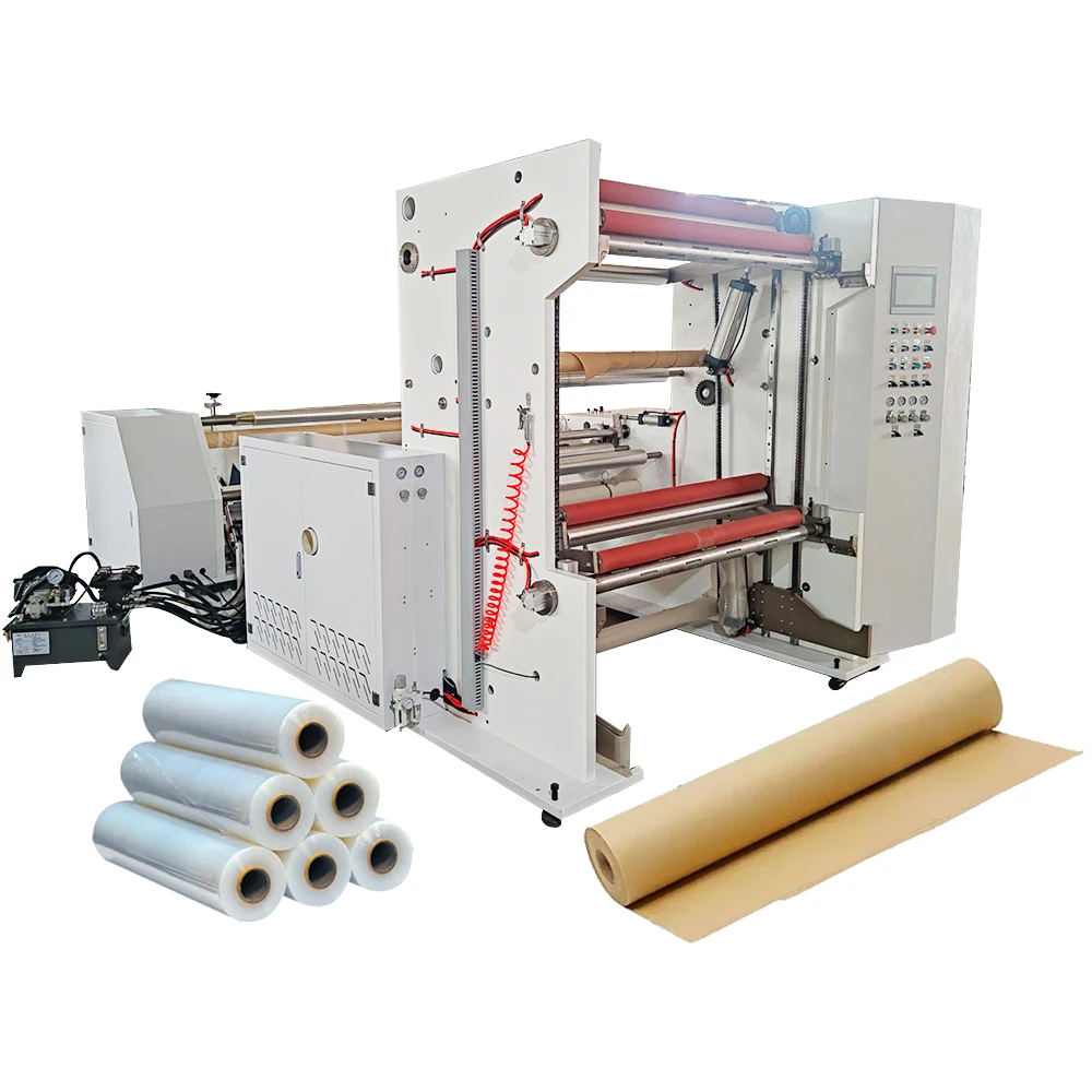 semi automatic toilet paper rewinding machine with flatbed cutter