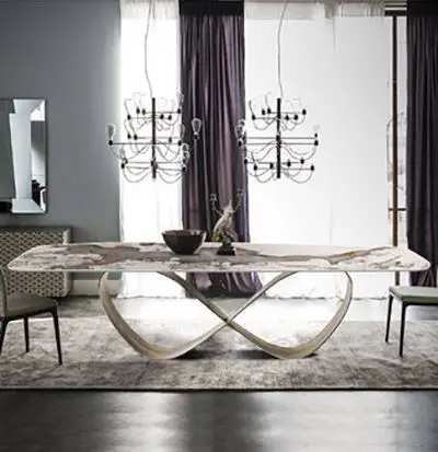 Wholesale Home Furniture Modern Dining Table Luxury Pandora Artificial Marble Italian Luxury Dining Table Set