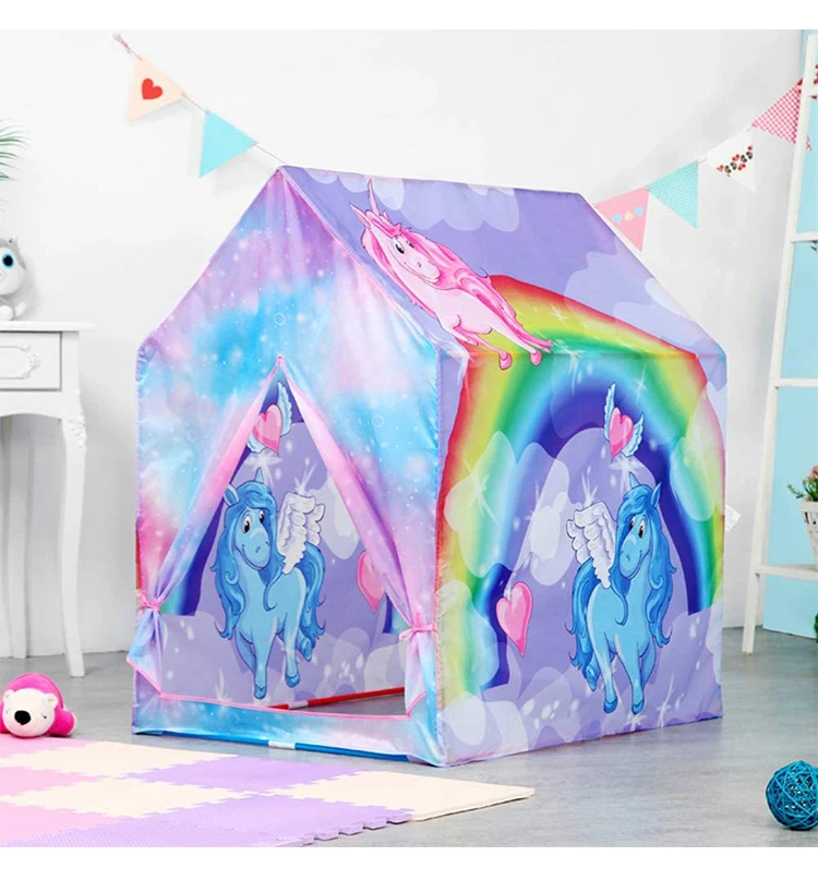 Rainbow Unicorn House Playhouse kids with big space kids children  play  tent