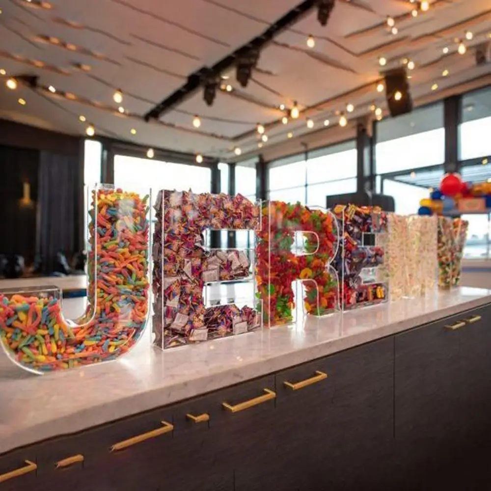 Wholesale Hollow Refillable Acrylic Alphabet Letter 3d Celar Candy Acrylic Fillable Letter