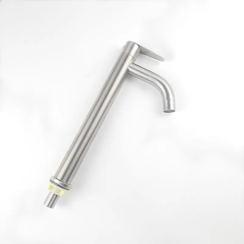 304 stainless steel single cold high basin faucet 304 single water heightening copper core washbasin faucet bathroom