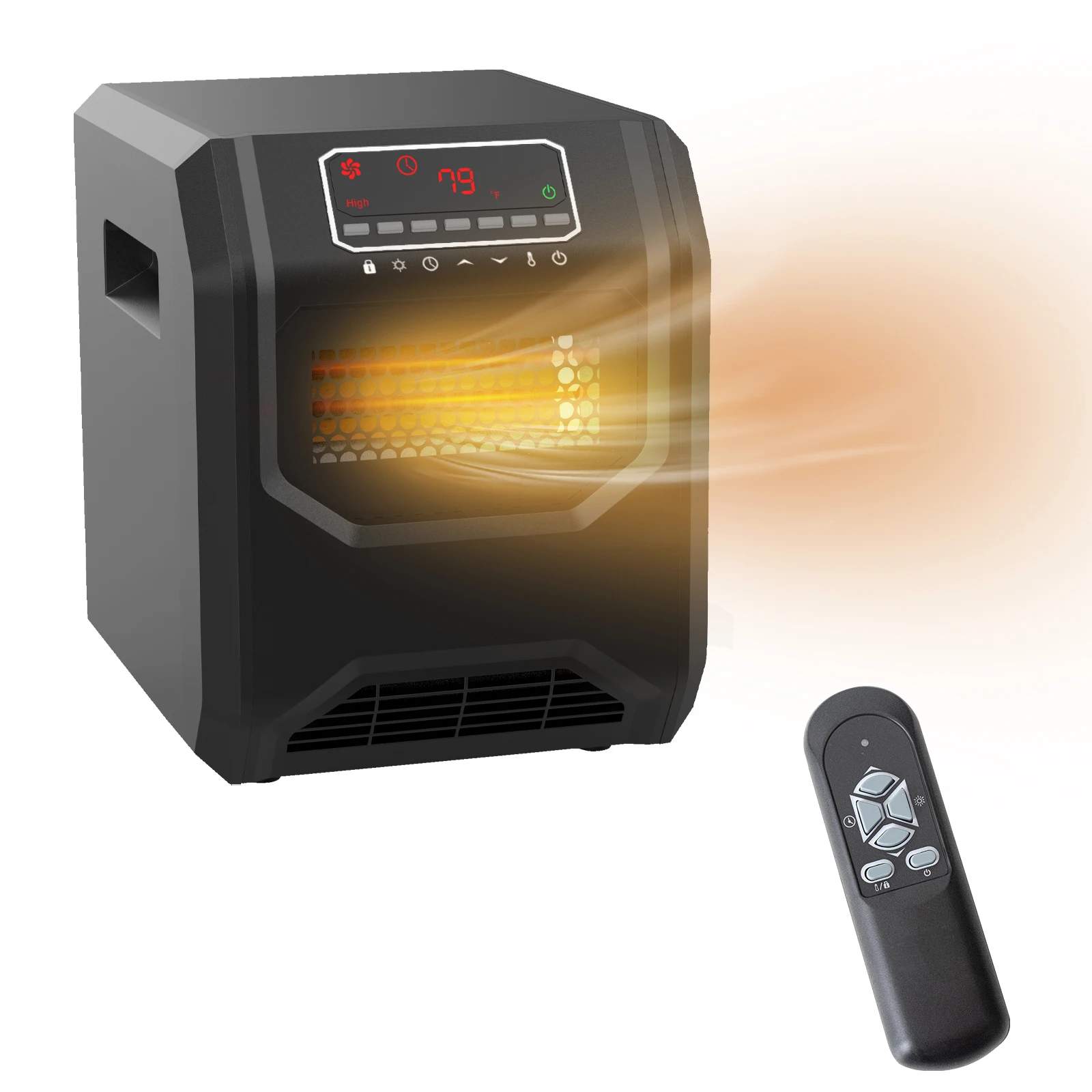 ECO maintains a constant 68 F Infrared Quartz Heater 12H Timer LED display Child Lock Space Heater Portable Electric Heater