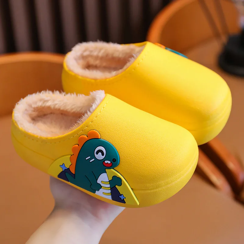 S3519 Winter children cartoon cute slippers warm waterproof non-slip slippers home baby cotton slippers