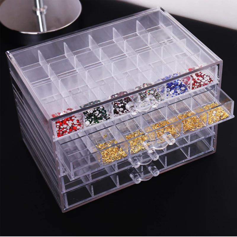 Nail Jewelry Storage Box Tool Transparent Multi-layer 120 Nail Drill Box Classification Storage Box Drawer Diamond Painting
