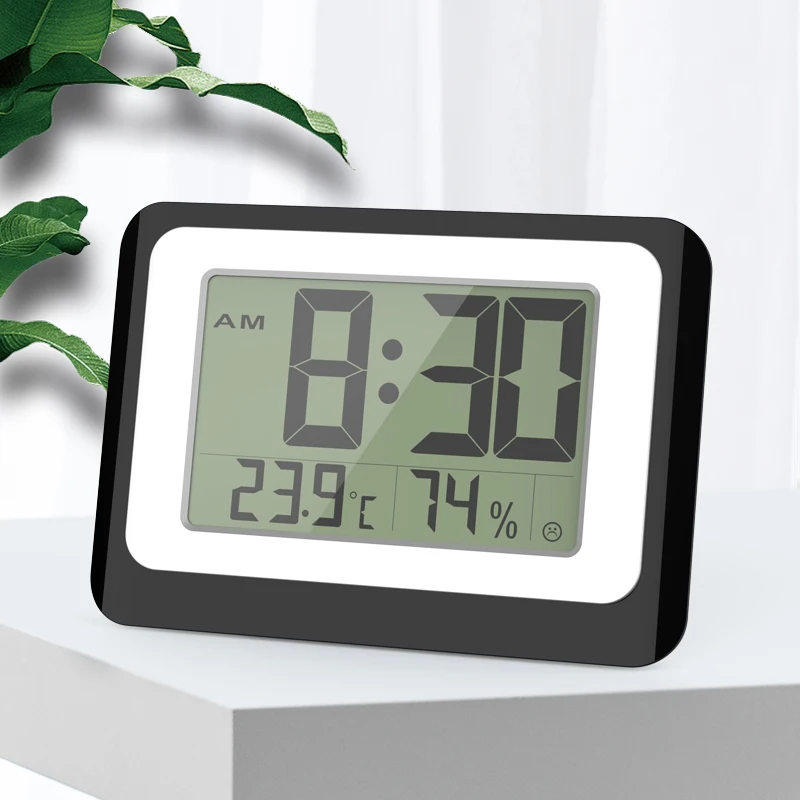 2022 digital smart wall&desk clock LCD temperature humidity alarm clock backlight table time display clock