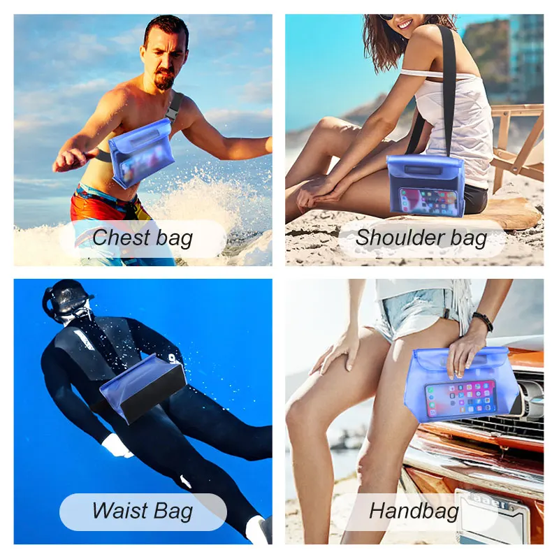 2021 Universal Waterproof Fanny Pack with Waist Strap Beach Screen Touchable Dry Bag PVC Waist Belt Bag for Women Men