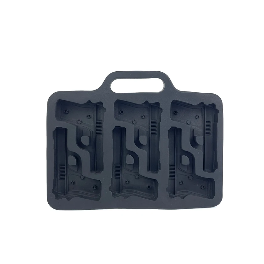 ice cream makers cool design Factory price 6 cativy ice tray mini gun shape mold silicone ice cream mold for drinks summer