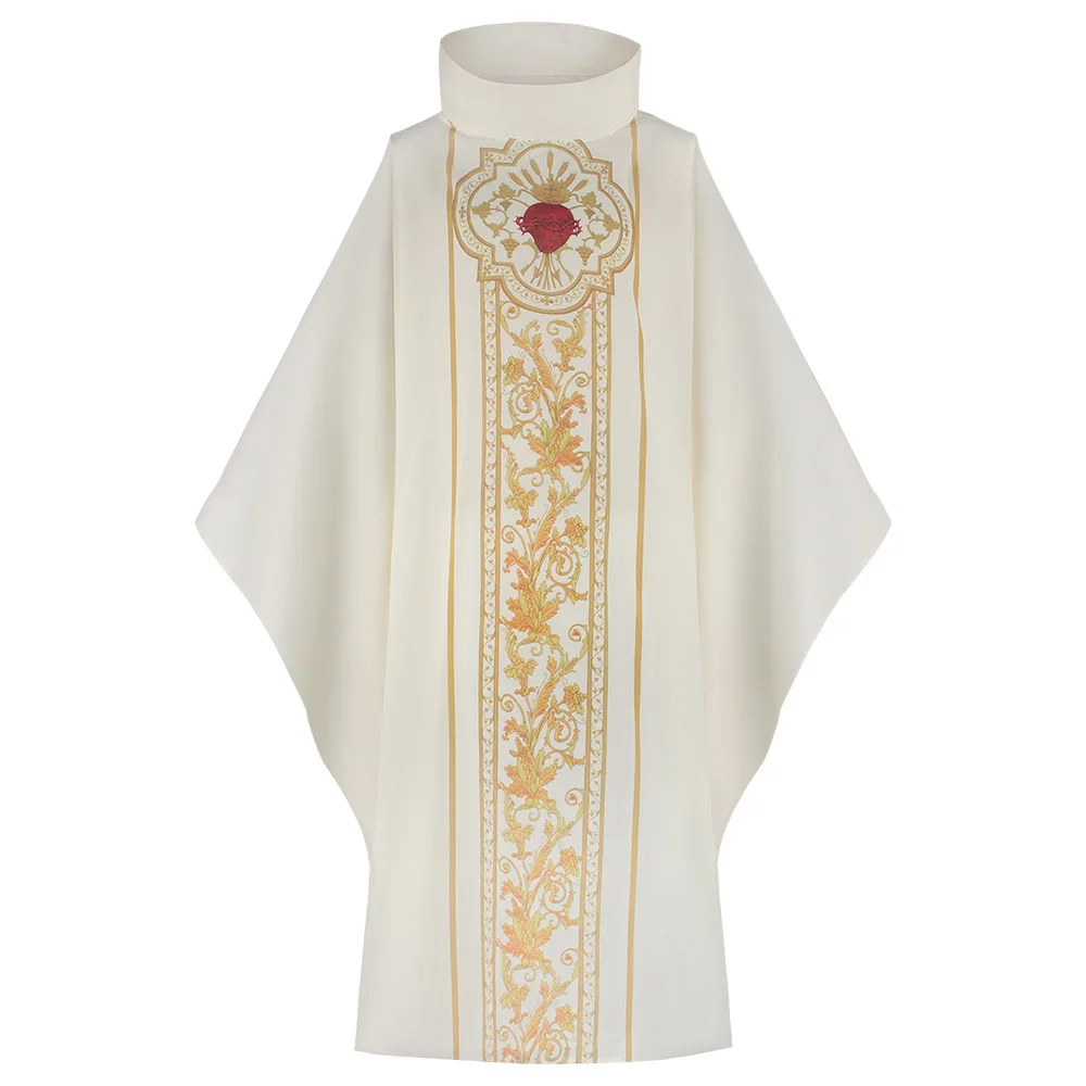 Printed Church Pastor Celebrant Chasuble Priest Vintage Robe Gown Cape Cassock Vestment White Red Green Purple custom order