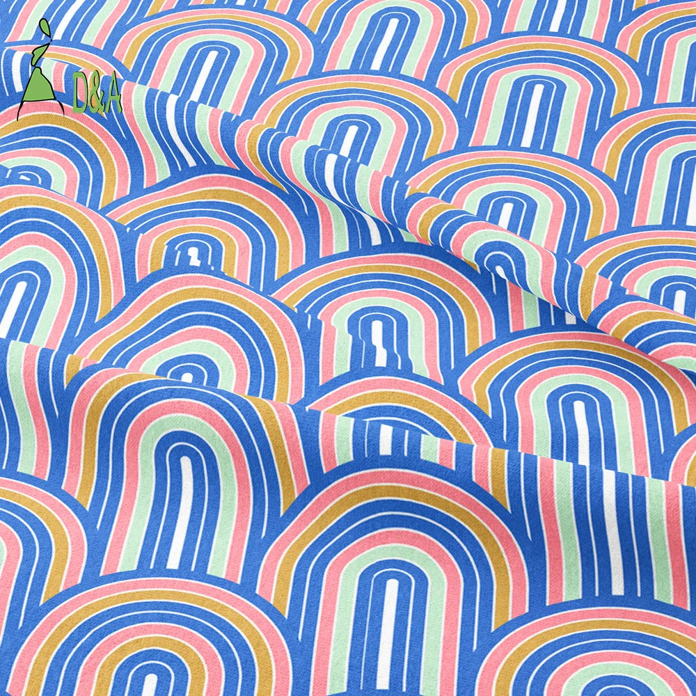 Hot Selling Multi-colored Rainbow Printed Fabrics 100% Soft Cotton Fabric For Garment