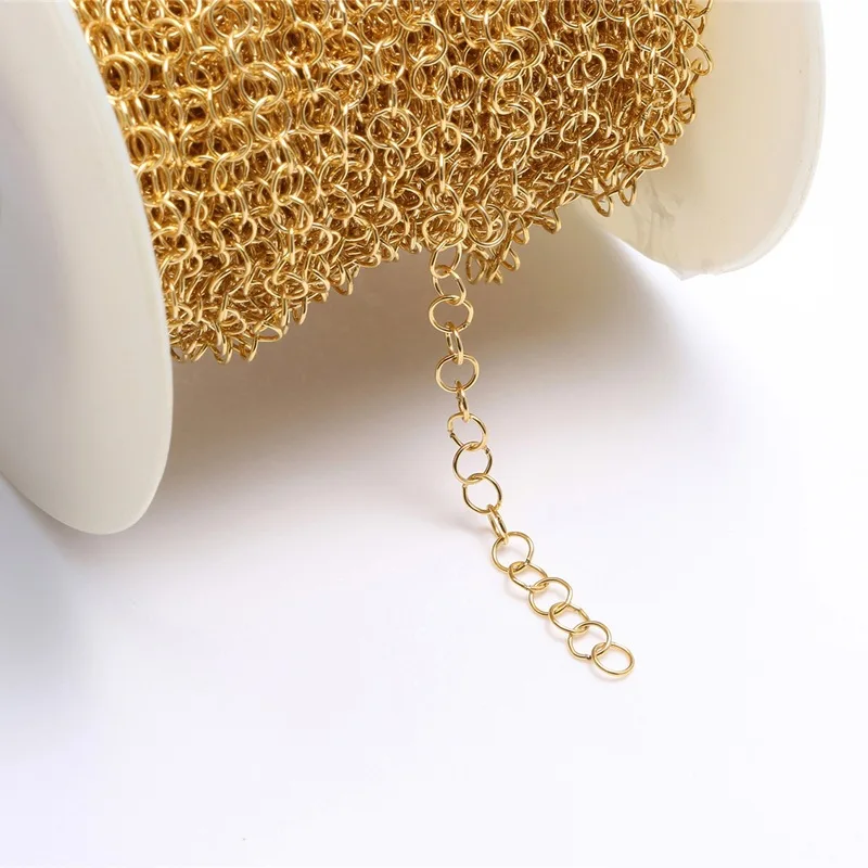 Permanent Jewelry Real Gold Filled Round Cable Chain 4.8mm for Bracelet Necklace End Extension Making