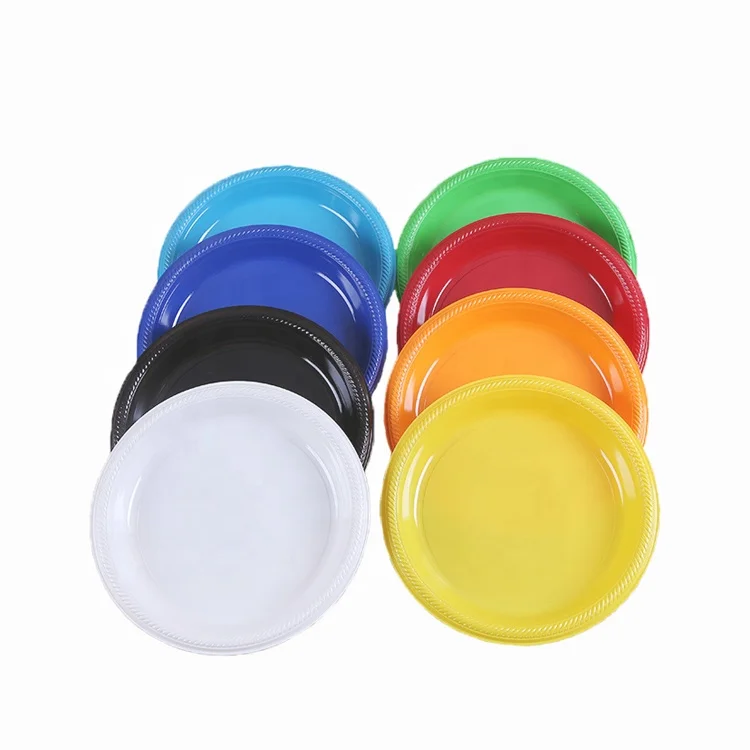 5/6/7/8/9/10 дюймов одноразовые PP/PS черно-белые овальные круглые квадратные пластиковые пластины для вечеринки с пищевыми продуктами безопасное дней