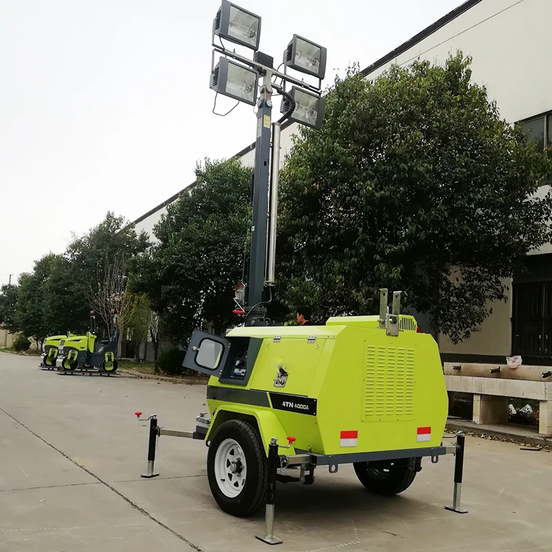 Portable Diesel Generator Lighting Tower Manual Mast Industrial Outdoor Light Tower