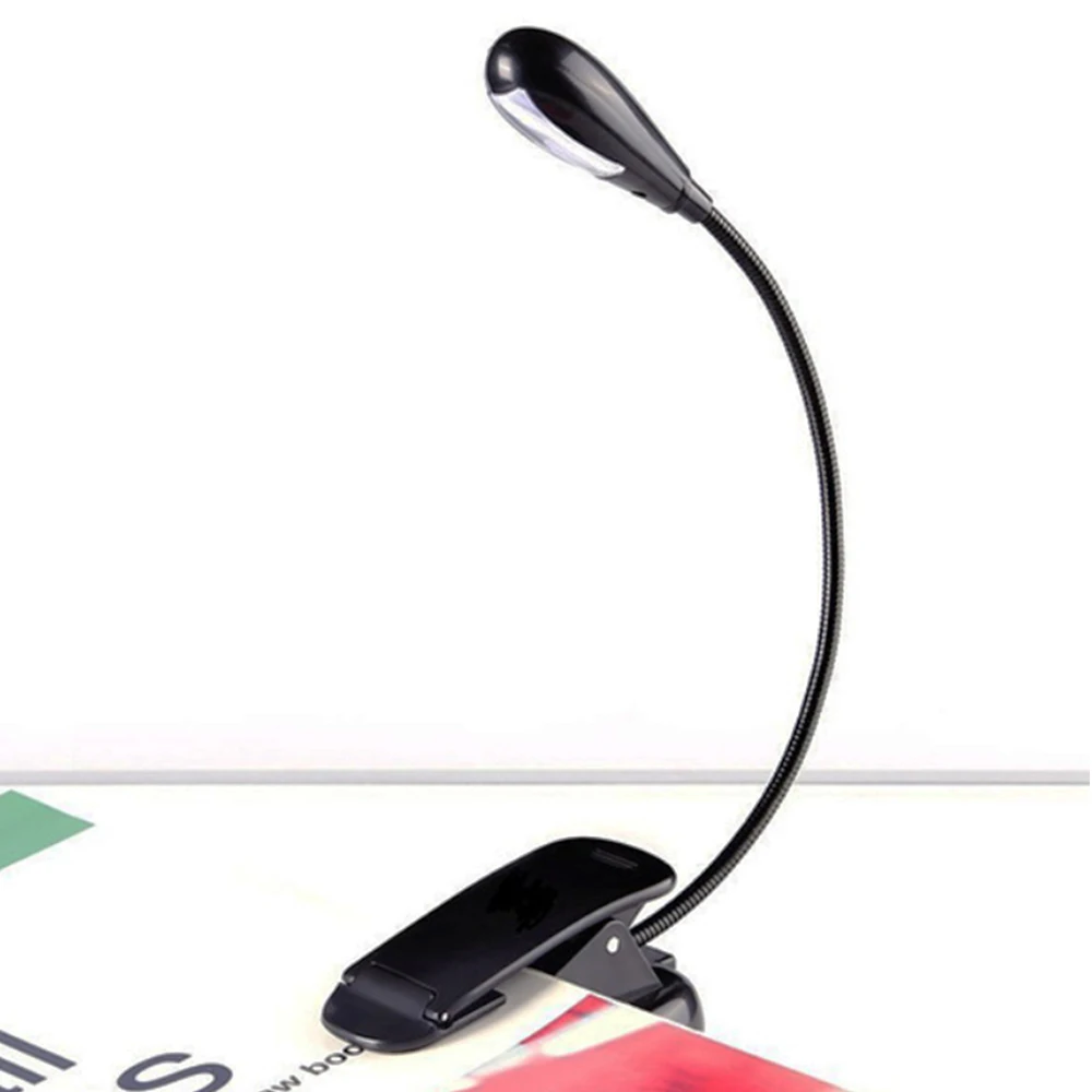 Mini Portable Book Lamp Desk Eage Clip Light Flex Metal Tube 2 LED Q3 Book Light (1277500737)