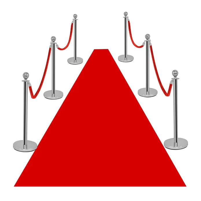 Low Price Barrier Red Carpet Poles Bank Rope Queue Line Stand Rope Velvet Velour VIP Crowd Control Queue Line