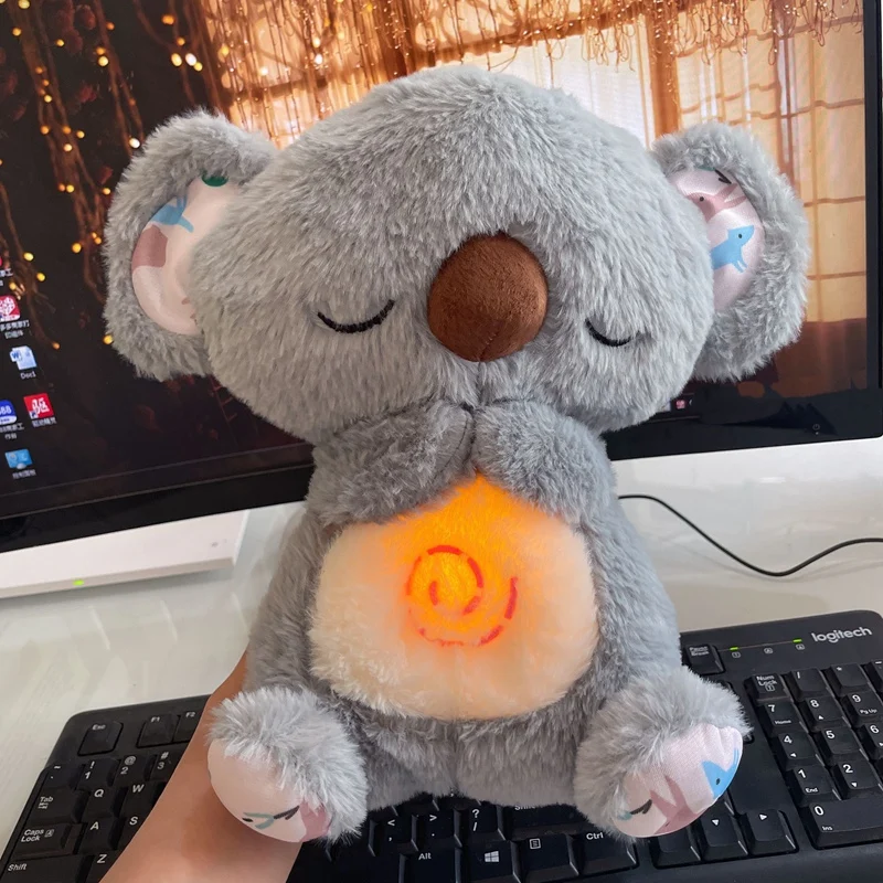 Manufacturer Cute Breathing Glowing Musical Koala Soothing Plush Toy Baby Sleeping Artifact Sleeping Doll