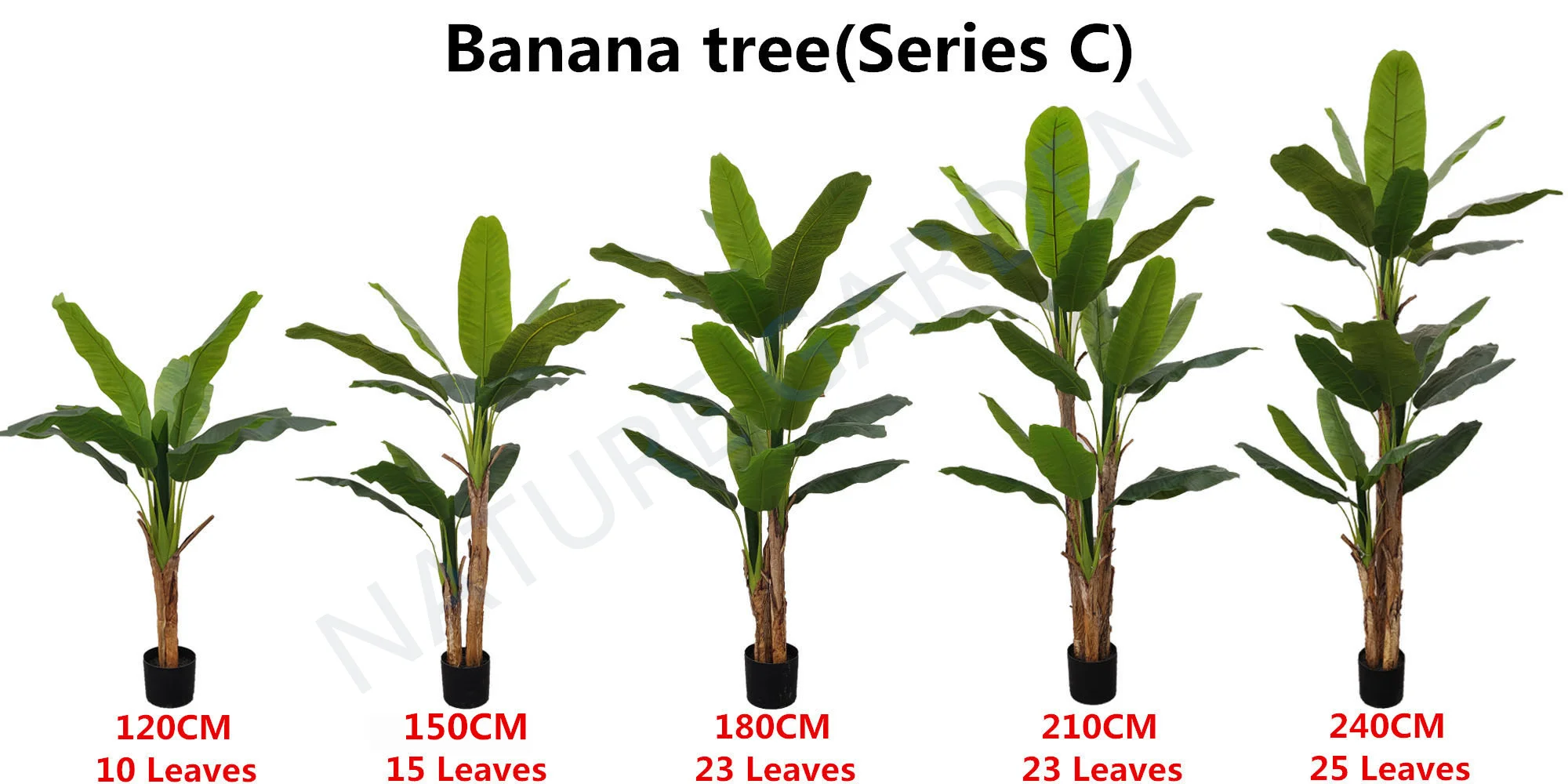 Variety Silk Faux Banana Tree Landscaping Greenery Trees Indoor Nearly Natural Plants