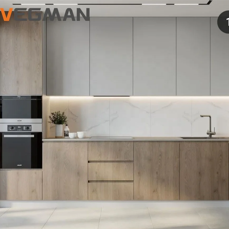 3D CAD Design China Made Ready To Assemble Modular Kitchen Cabinet Furniture Modern Black Kitchen Cabinets Wooden