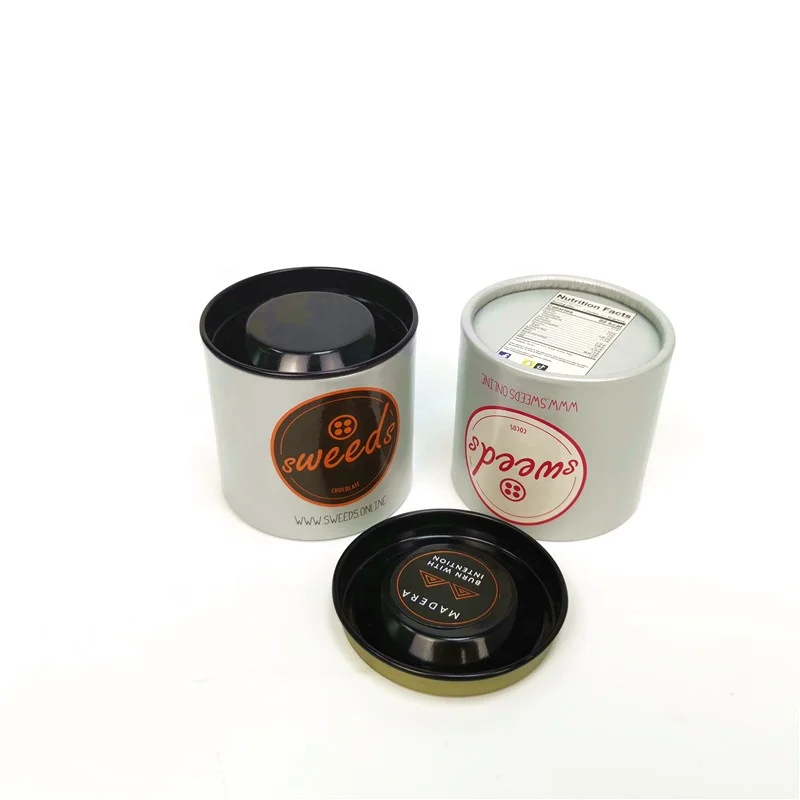 custom airtight unsealed leisure foods paper cans cylinder gift  packaging for cookies cardboard Chocolate paper round box
