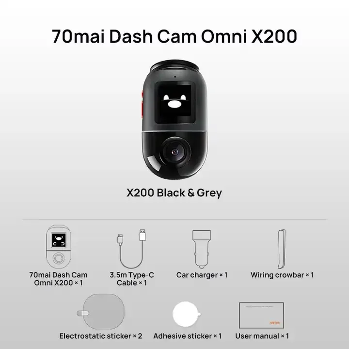 Видеорегистратор 70mai Omni X200 360 полный обзор Встроенный GPS ADAS Автомобильный видеорегистратор камера 24H парковочный монитор eMMC хранение AI