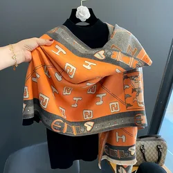 Manufacturer luxury winter warm thick cashmere scarf women stylish Flower pattern designer winter cashmere shawls pashmina scarf