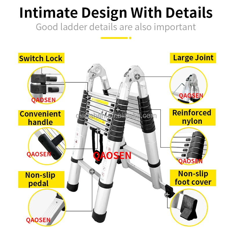 1.6m double side ladder Anuminum 2 In1 Telescopic Ladder A-Frame  Ladders