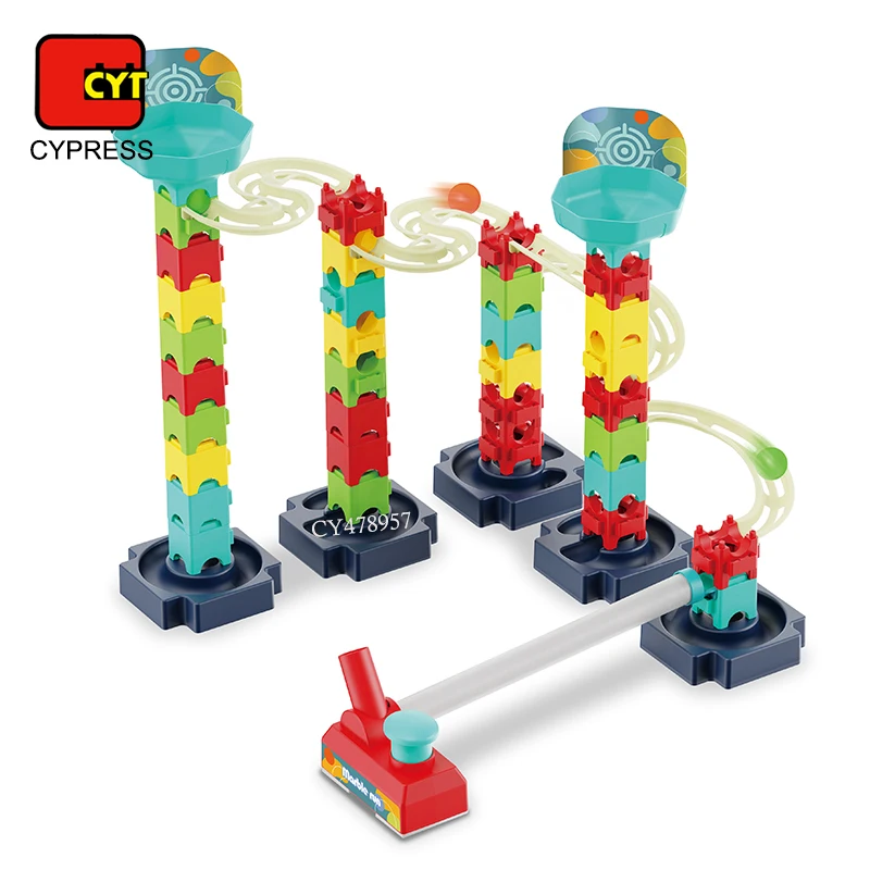 Marble Run Ejection Ball Race Track Rolling Game 58 PCS Marble Maze Building Block Toys Educational Toys