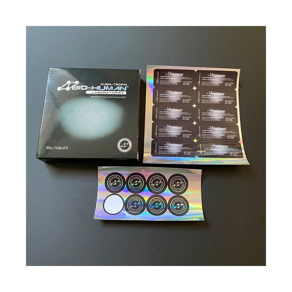 Easy folding paper color box hgh peptide lean bottle packaging 10iu/vial x 10 hgh ampoules vial box with label and tray