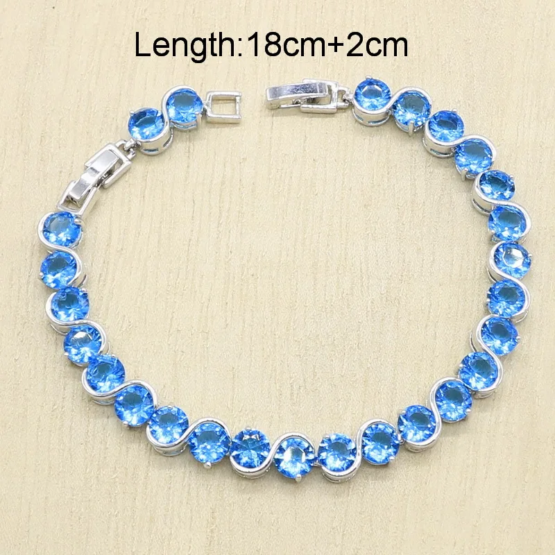 Blue Pearl silver jewelry Sets for Women pearl necklace set with Bracelet Pendant Earrings Ring Wedding Birthday Gift