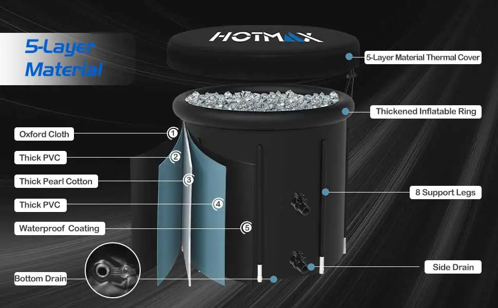 Vanace hot Sale Athlete Use Inflatable Cold Plunge Ice Bath For Fitness Recovery PVC Barrel  with Cooling System