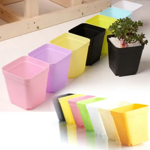 P272 Flower Pots Desktop Potted Plants Succulents planters home decor square Flowerpot candy colors Mini Plastic Flower Pots