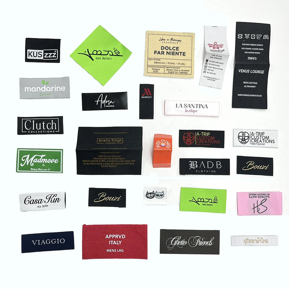 Free Design Luxury Fashion Clothing Neck High Quality End Fold Brand Logo Custom Garment Textile Size Woven Labels for Clothing