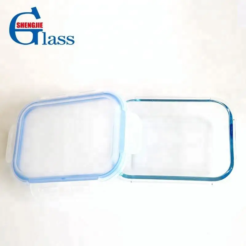 Foldable High Borosilicate Airtight Food Container Bento Box Oven Safe Microwave Lunch Box Glass With Lid