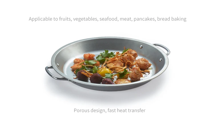 new product ideas Hot sale stainless steel round BBQ frying pan with double handles paella pan grill pan