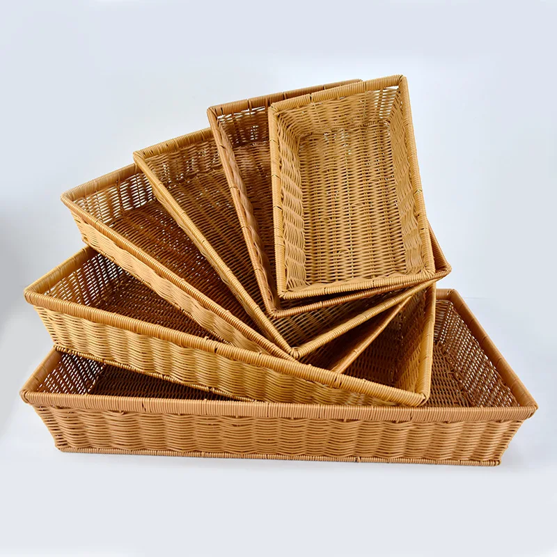 Hot Selling PP Rattan Basket Handwoven Storage Basket for Bakery Store