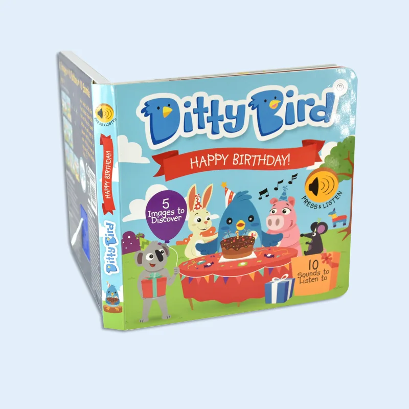 Hidden button music sound board book for children, factory printing services