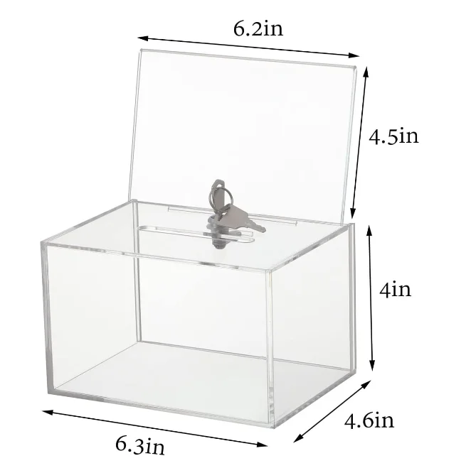 Acrylic donation box with lock Custom acrylic box  Suggestion Collection - Clear Acrylic ballot box