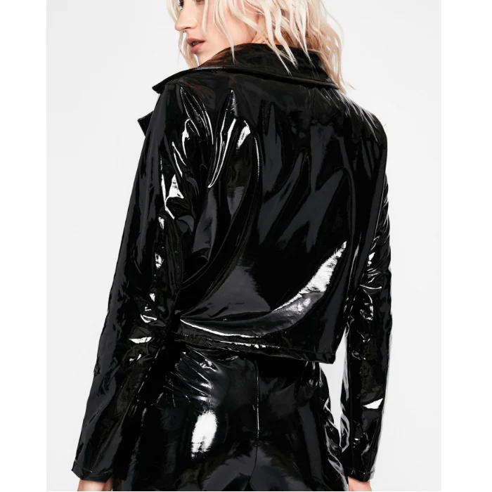 Shining Black Women Leather Jackets Streetwear Motorcycle Jacket Sexy Punk Jacket for Women