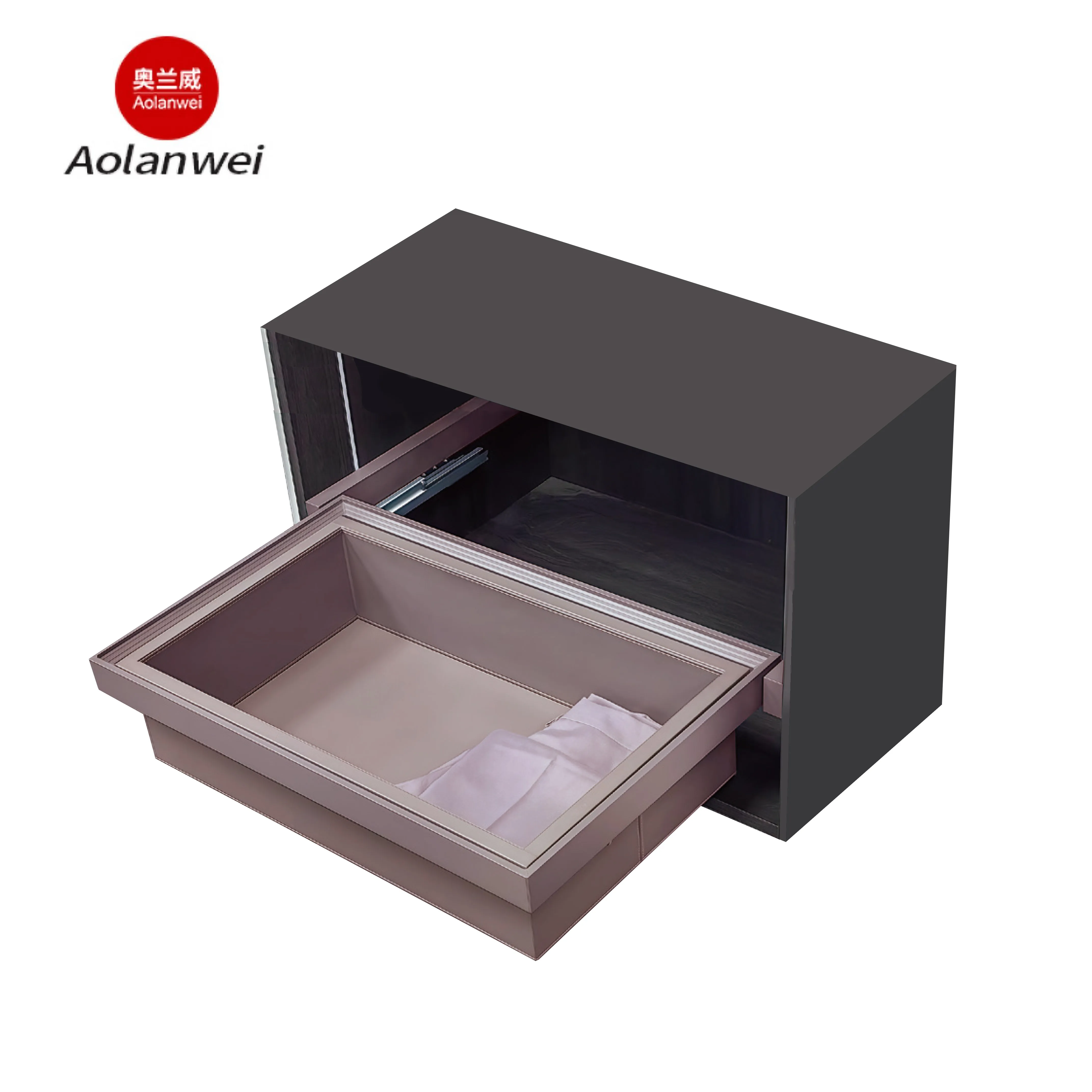 Wardrobe Clothes Organizer Aluminum Frame Drawer with Soft Close Shoe Shelves Luxury Mocha Sliding Out Leather Basket