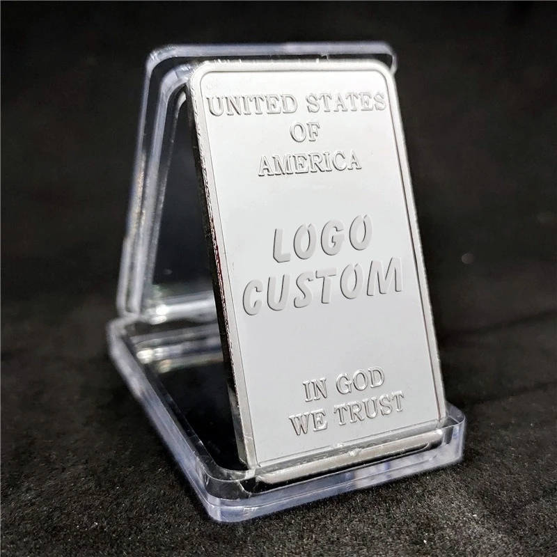 Wholesale High Quality Zinc Alloy Electroplate 999 Pure Metal Silver Bar Square Souvenir Coin