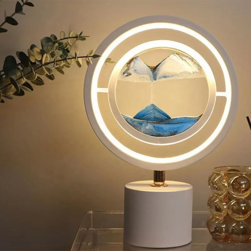 Art Modern 3D Quicksand Desk Light Moving Sand Flowing Dynamic Quick Sand Painting LED Table Lamp