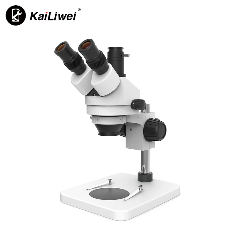 Kailiwei Optical 7X-45X Boom Stand Mobile Phone Trinocular Stereo zoom Microscope Electronic Repair Microscope low prices
