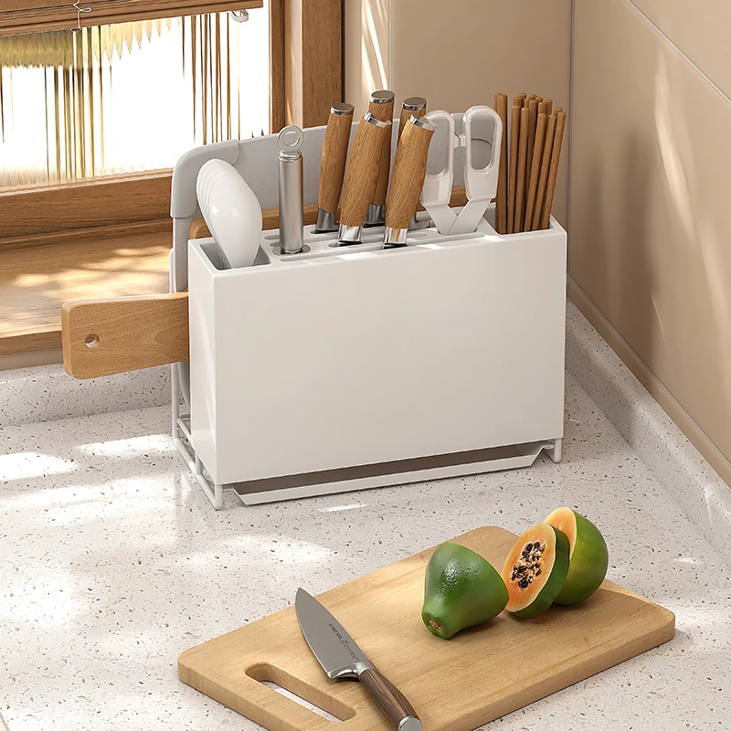 Knife rack pp plastic  Holder Set with cutting board kitchen knife holder swan knife block storage kitchen tool set rack stand
