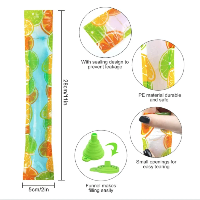 Disposable Ice Popsicle Bags Ice Pops Freeze Pop Bags With Zip Seals  Fruit Juice Plastic Soft Tube Bag for Ice Pop