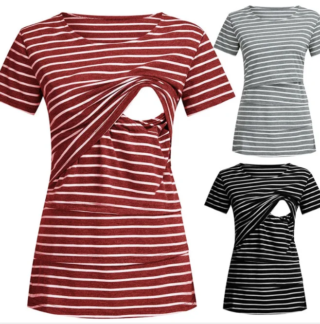 OEM Women Mom Maternity Nursing Short Sleeve Delivery Labor Gowns Breastfeeding Dress
